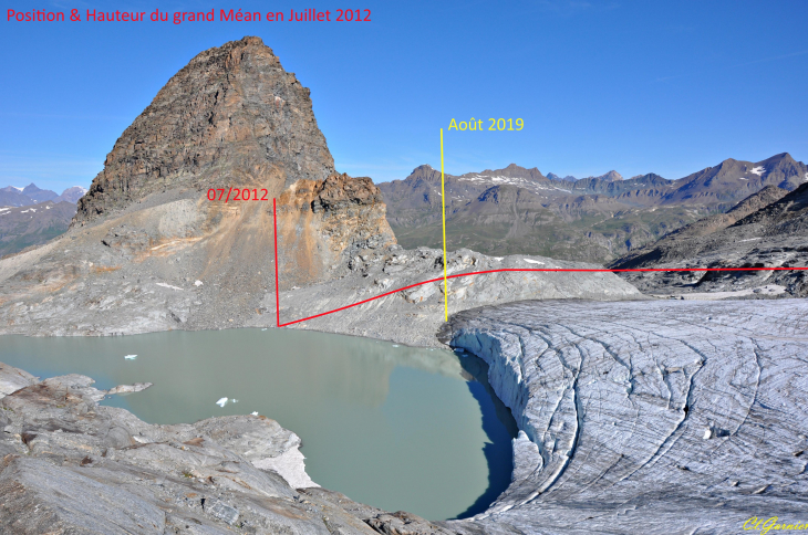 Régression du glacier du Grand Méan en 7 ans - Bonneval-sur-Arc